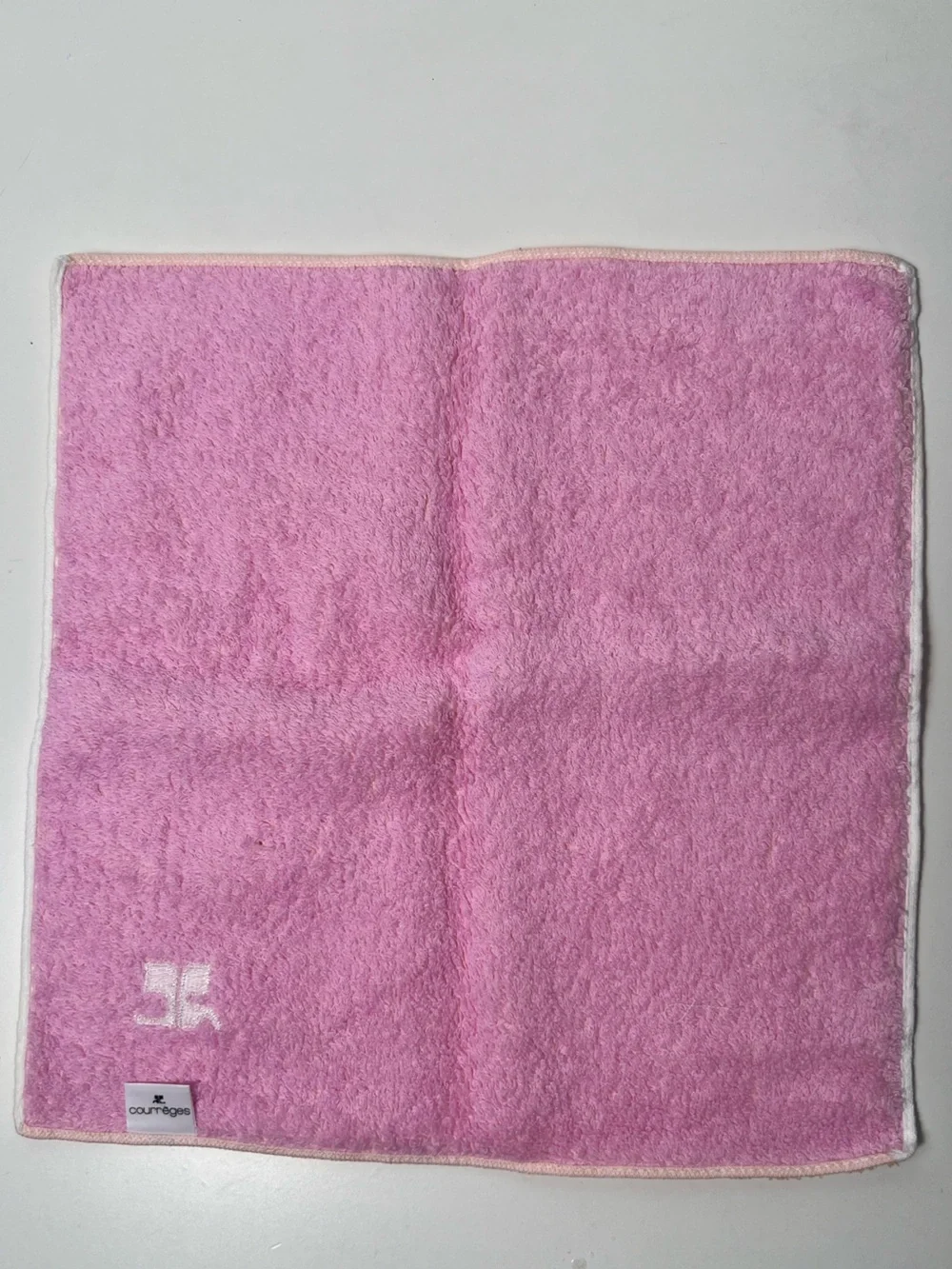 Courreges Paris Logo Vintage Reversible Cotton Hand Face Tea Towel Washcloth